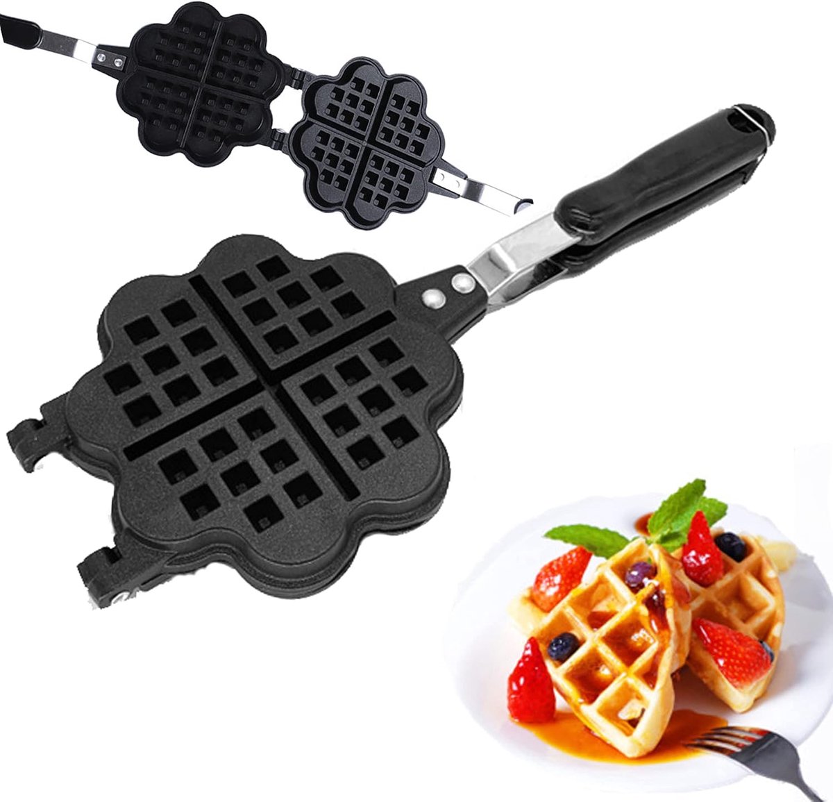 Wafelijzer Non-Stick Bakvorm en Wafelvorm Drukplaat, Huishoudelijke Kachel Top Iron Gereedschap