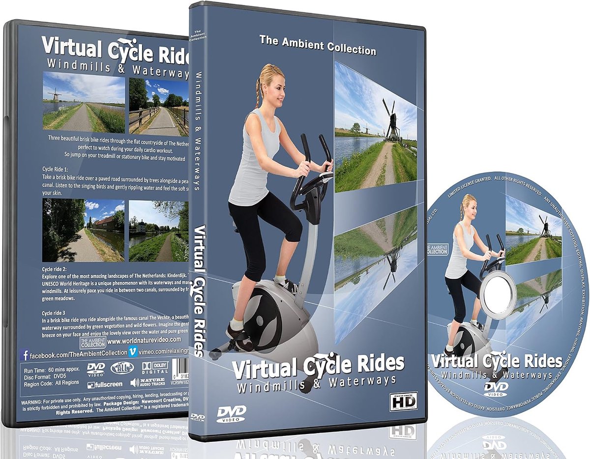 Fietstochten - Waterwegen en Windmolens - Cardio Fitness DVD met Natuurgeluiden