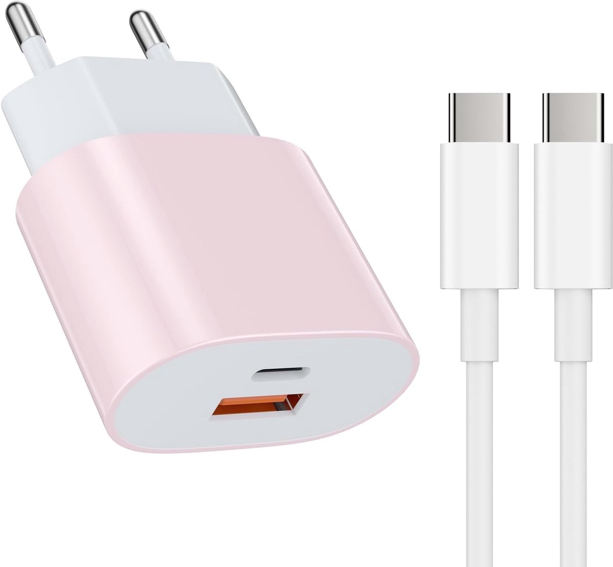 25 W USB C oplader laadstekker voeding snellaadadapter met 2 m oplaadkabel voor: iPhone1716/16 Pro/16Pro Max/16Plus/15Pro Max X XS, amsung, iPad Moto Google Staub