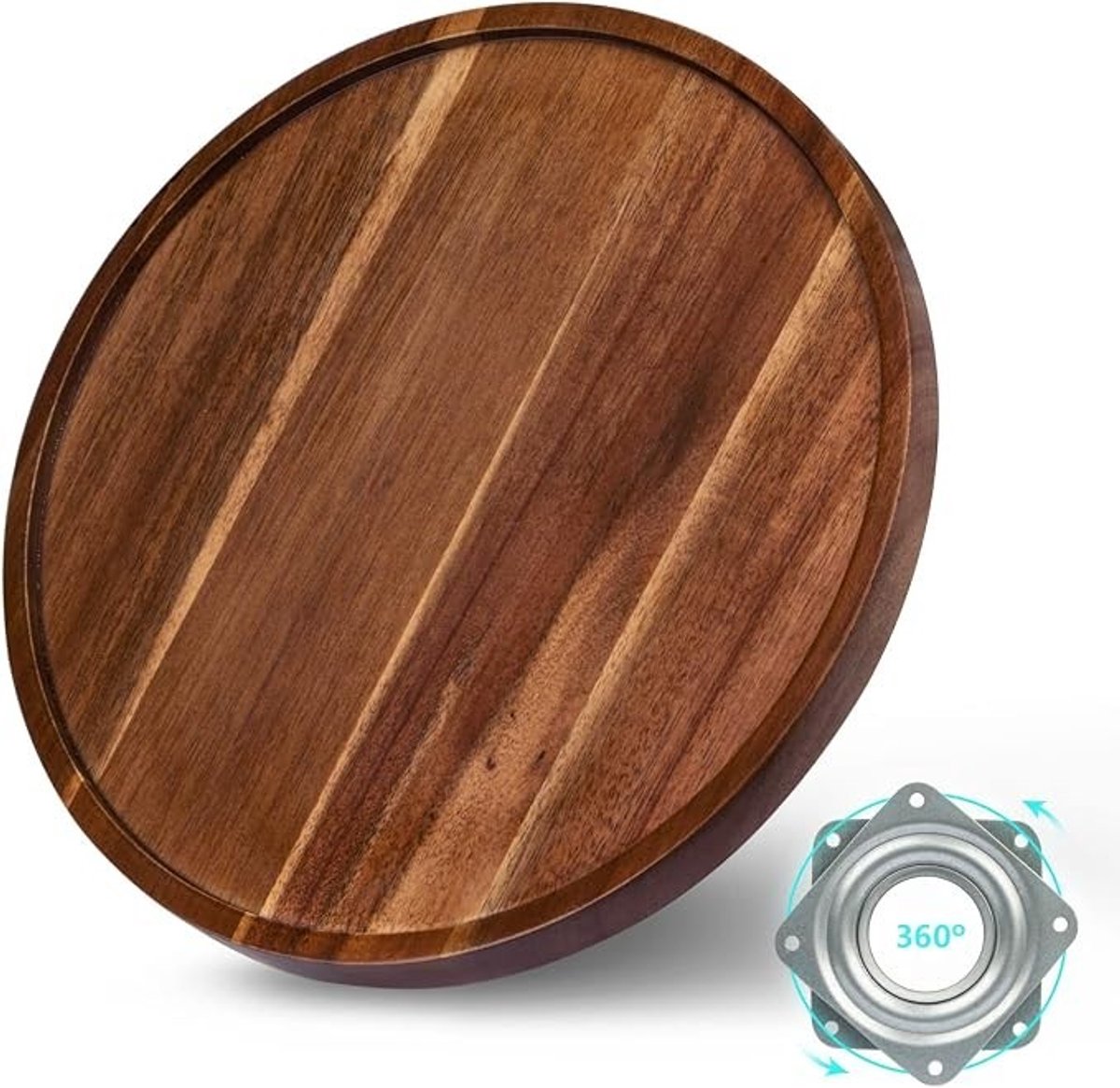 Livatto Lazy Susan Organizer – 30,5 cm Draaibaar Acaciahouten Kruidenrek voor Keukenkast