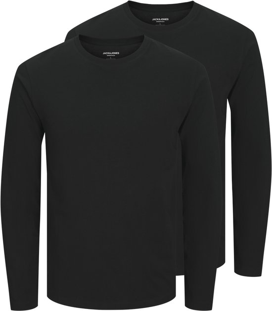 Set van twee zwarte longsleeve T-shirts van JACK & JONES met ronde hals.
