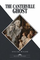 Boekhoes: De Canterville Ghost, een spook dat kettingen draagt, kijkt naar een groep kinderen en een hond.