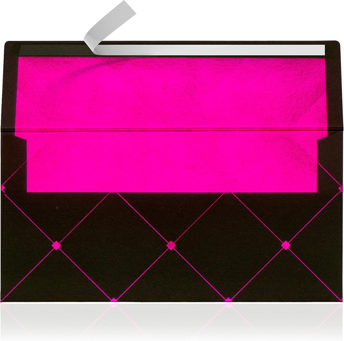10 enveloppen Zwart met Roze Metallic Lining 110 x 220 mm voor Wenskaarten Kerstkaart Vouchers Uitnodiging