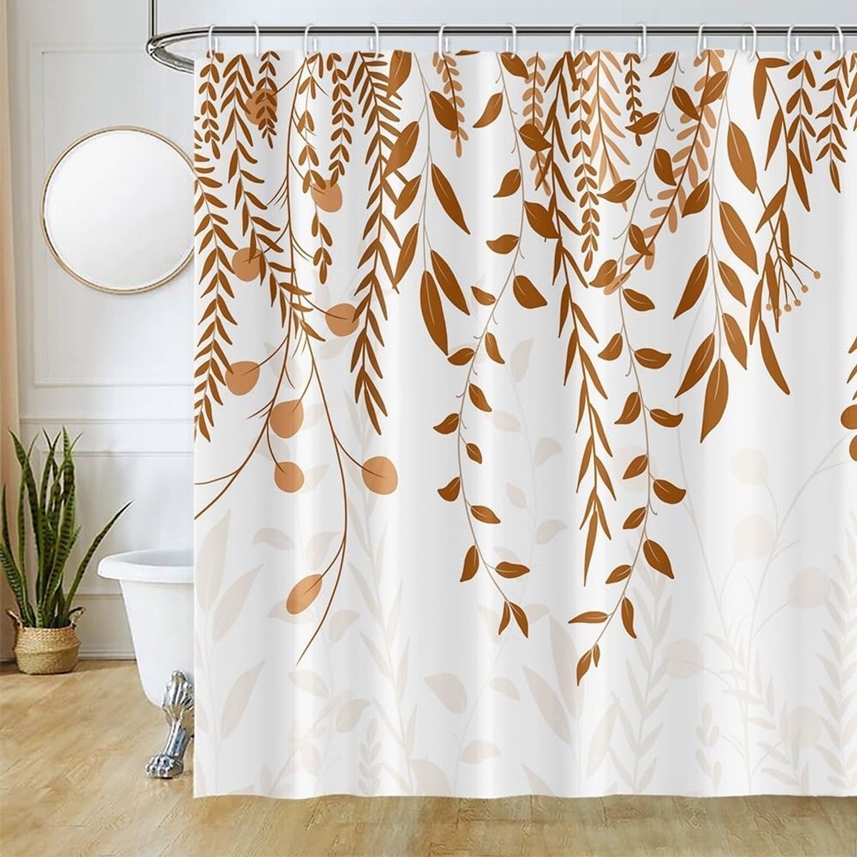 Douchegordijn Bruin 180x200cm Anti Schimmel Eucalyptus Khaki