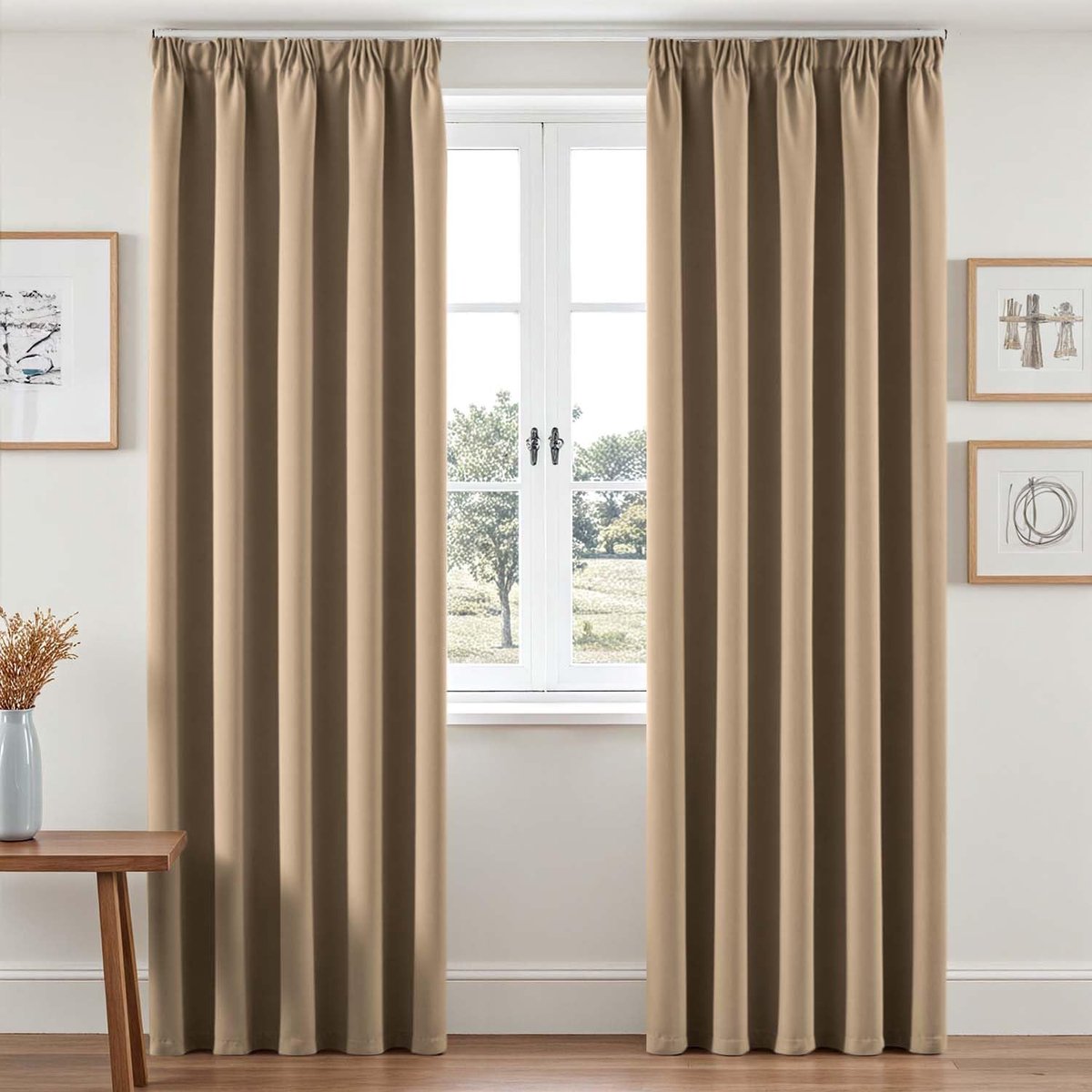 Verduisteringsgordijnen met plooiband, H 220 x B 140 cm, set van 2
