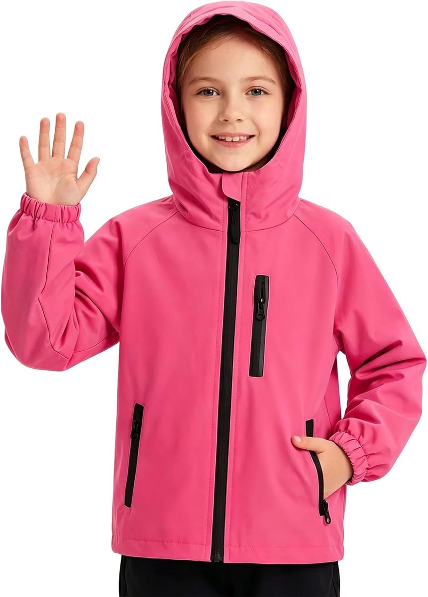 Waterdichte jassen voor meisjes en jongens, lichtgewicht ademende jas, kinderregenjas, lente- en herfstjas, unisex tussenjas met reflecterende strepen, winddichte jas, outdoorjas, 5-13 jaar