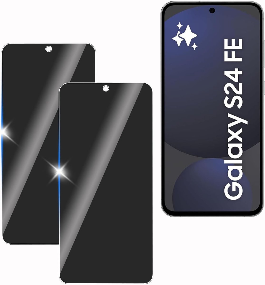 Voor Samsung Galaxy S24 FE 2 stuks privacy scherm anti-snoop film, anti-spion beschermglas film,privacy scherm, 9H hardheid, krasbestendig