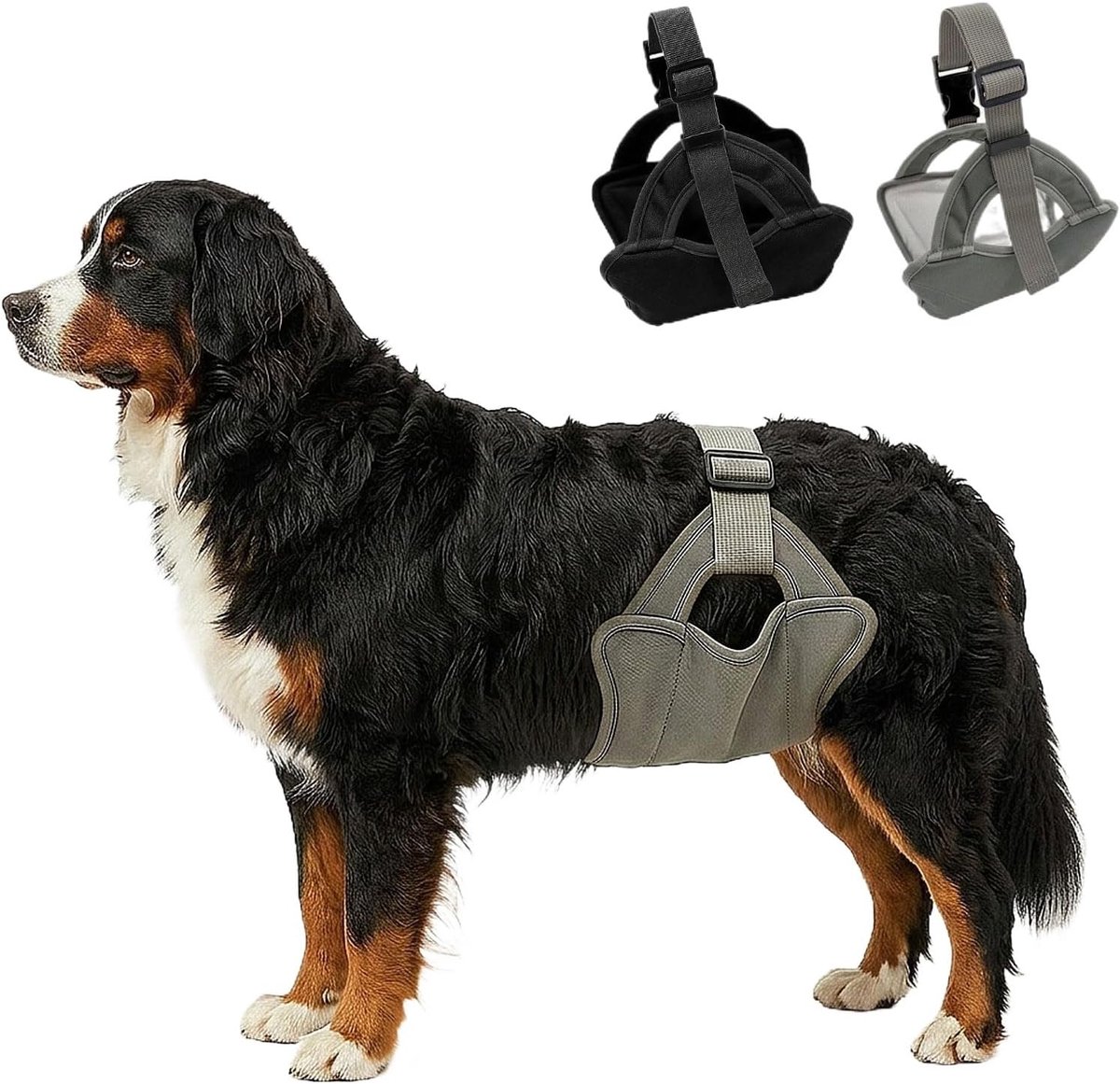 Luiers voor reuen, 2 stuks wasbare buikband voor reuen met minimalistische smalle riem, plaswraps voor honden bij incontinentie of opwindend urineren en trainen (grijs/zwart, maat XL)