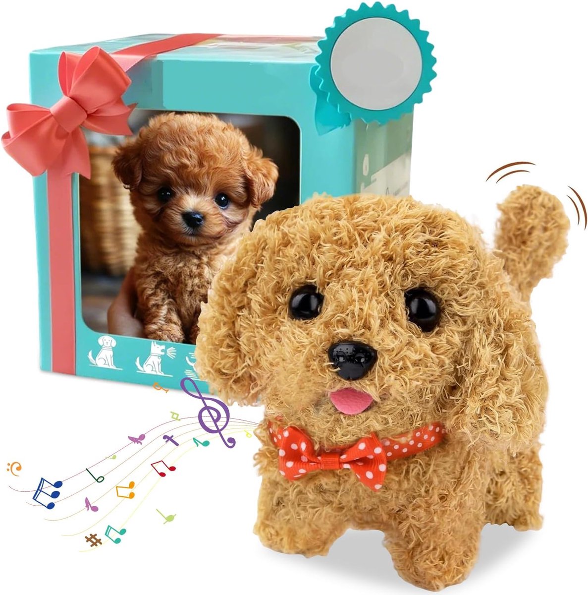 Hondenspeelgoed voor kinderen, speelgoed hond die loopt en blaft, interactief mechanisch hondenspel, pluche puppy, handmatig spel voor kinderen, jongens en meisjes van 2, 3, 4 jaar