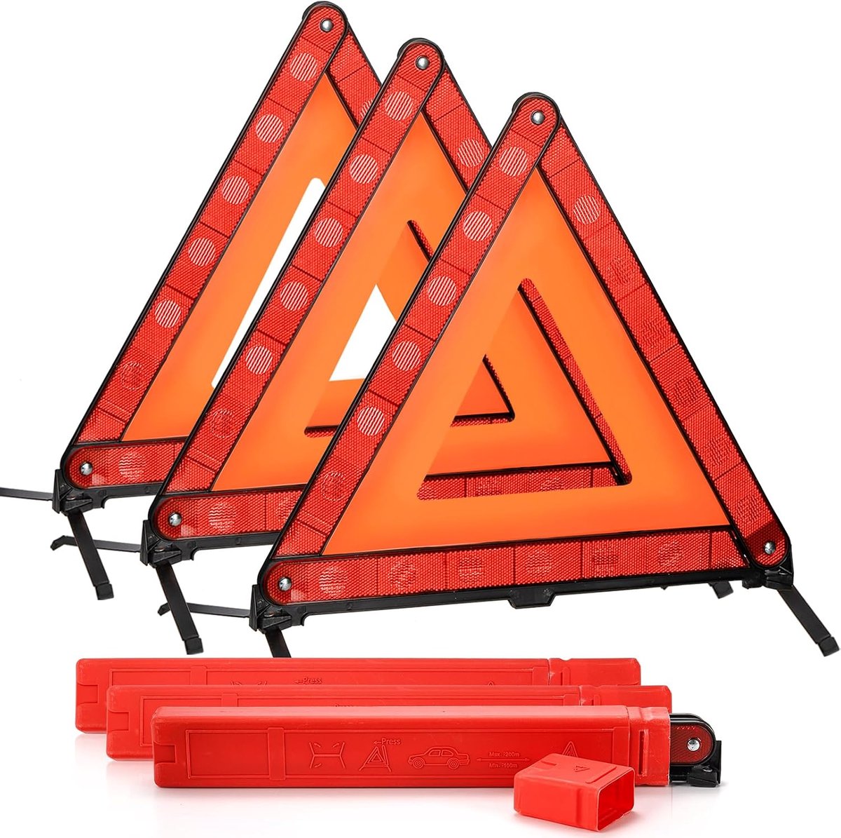 3-Pack drievoudige waarschuwingsdriehoek noodwaarschuwing driehoek reflector veiligheidsdriehoek kit