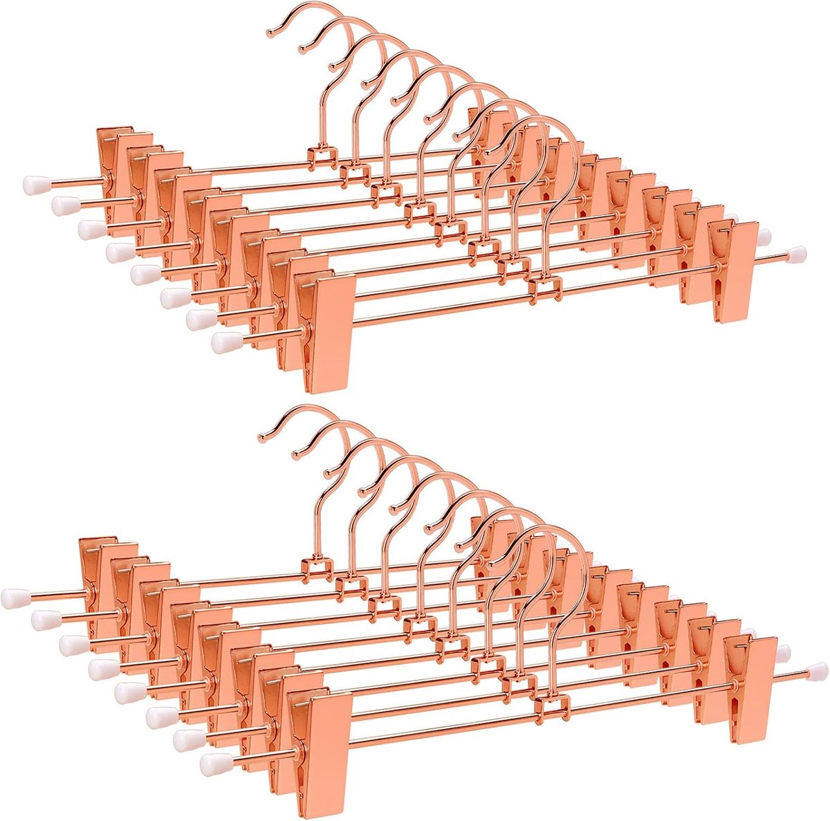 Home 30 cm Glanzende Koperen Metalen Broekhangers 20 stuks, Modieuze Rose Gouden Metalen Rokhanger voor Losse Broeken, Jeans en Onderbroeken met Verstelbare Antislip Clips