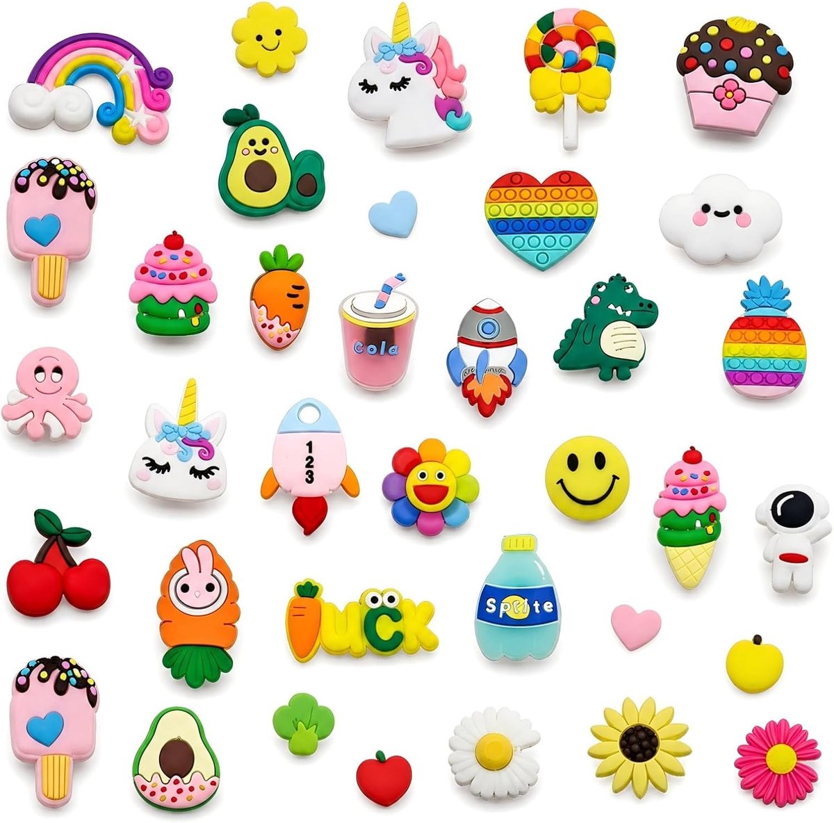 30 stuks pinnen - gepersonaliseerde schoenbedels - doe-het-zelf geschenken, schoenen, accessoires en decoraties voor kinderen en volwassenen