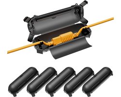 Iwillink 6 stuks outdoor verlengsnoer, veiligheidsafdekking met waterdichte beschermafdichting, weerbestendige elektrische aansluitdoos voor buitenstopcontact, stekker, kerstdecoratie, zwart
