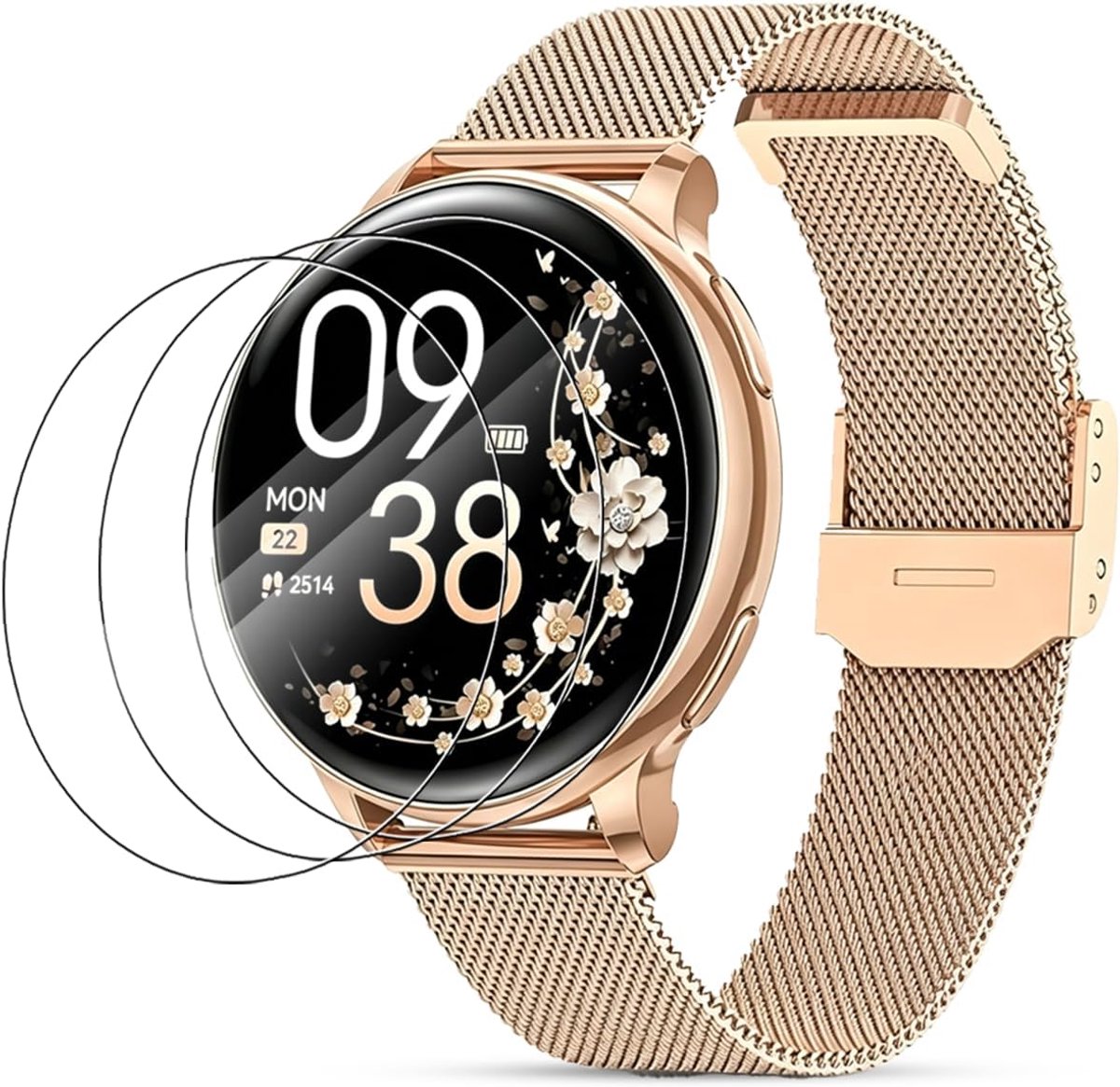 3 stuks displaybeschermfolie van gehard glas voor RUXINGX smartwatch, hardheid 9H, HD-helderheid, krasbestendig