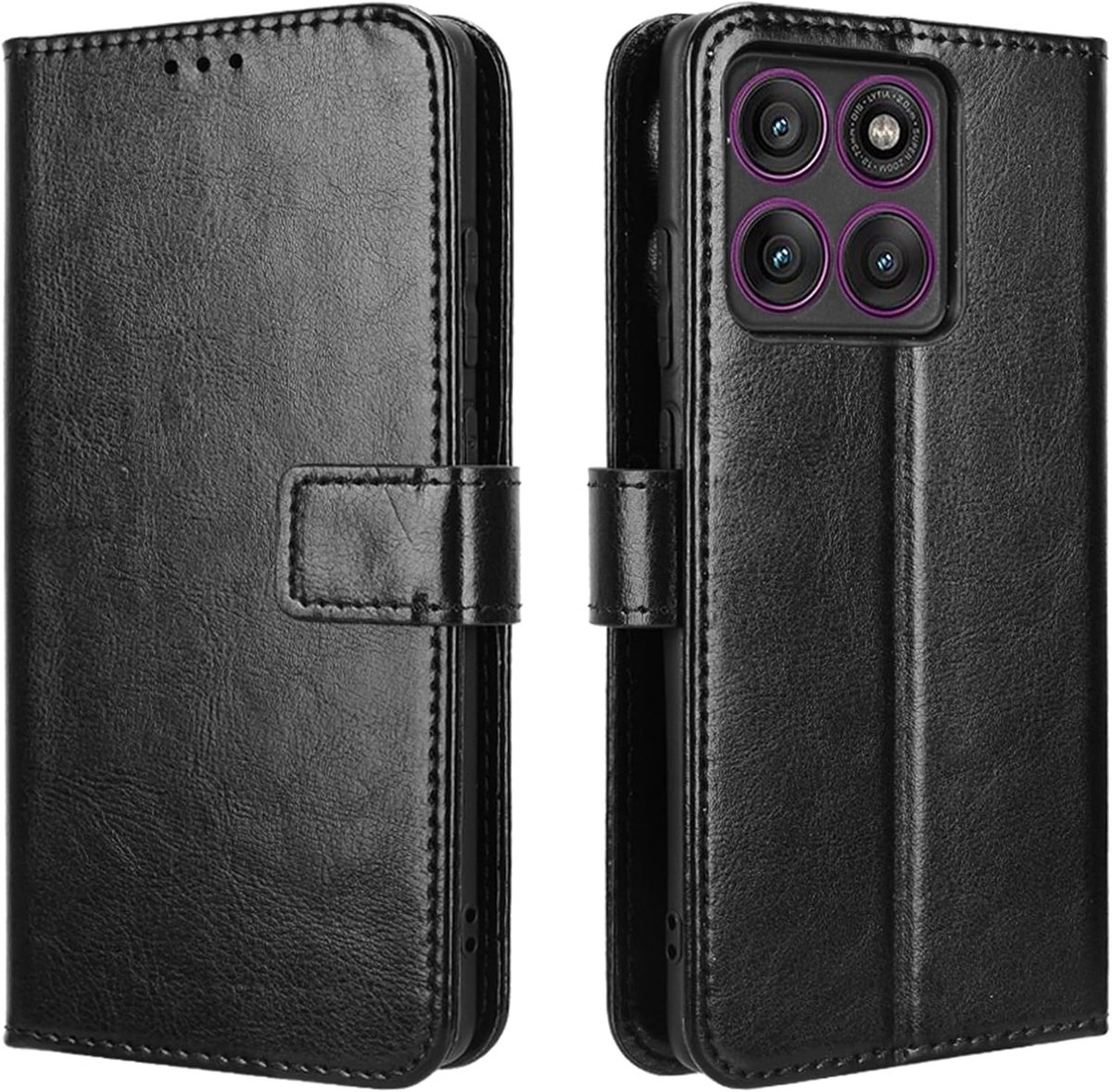 Beschermhoes voor Motorola Edge 60 Pro 5G, portefeuillebescherming, standfunctie, magneetsluiting, schokbestendig, hoesje met kaartsleuven
