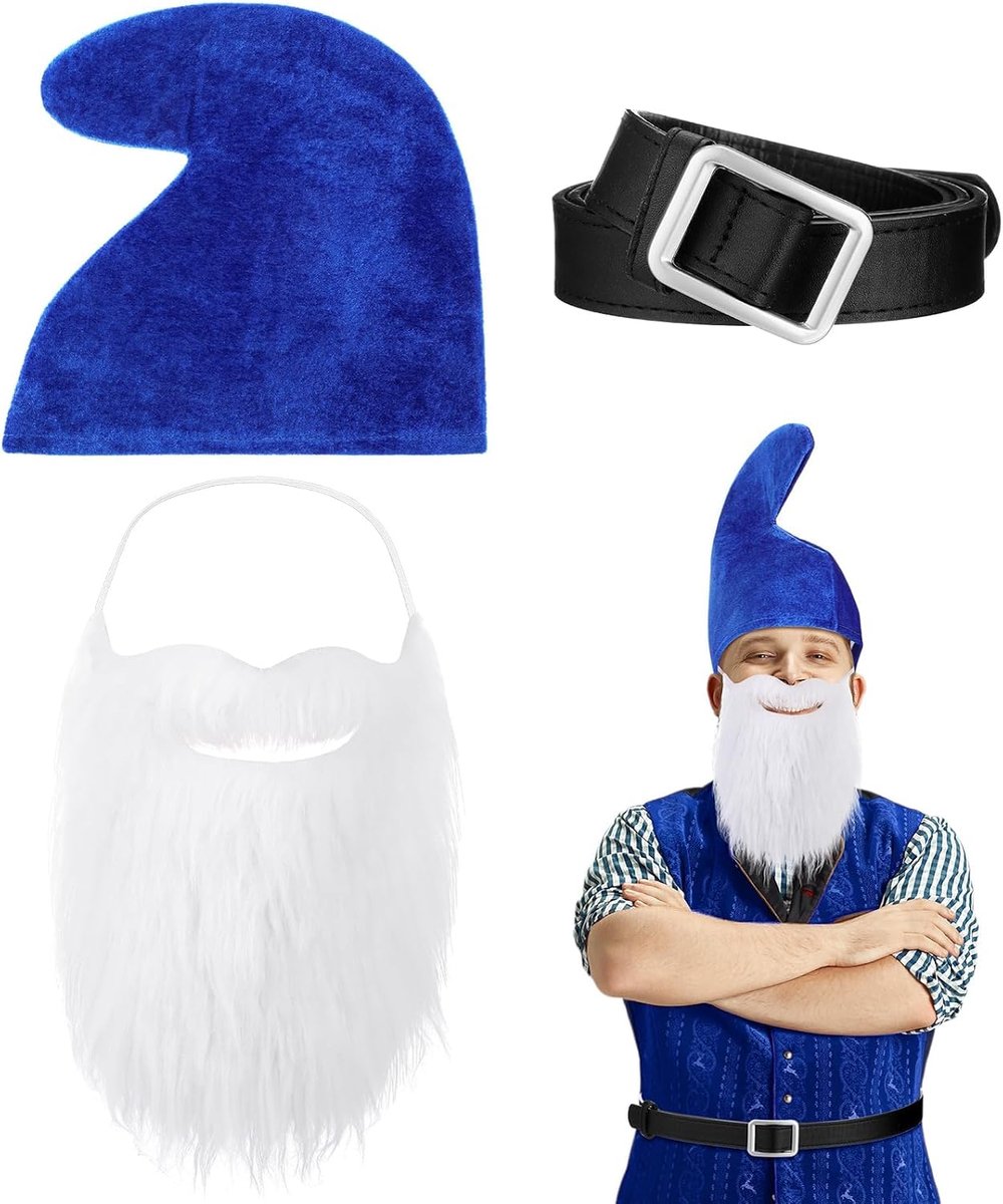 Accessoires voor volwassenen, dwergmuts met dwergbaard en