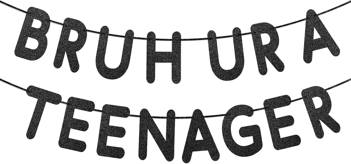 Ur a Teenager Banner, Voorgemonteerd Glitter 13e Verjaardag Bannerdecoraties Grappige 13e Verjaardagsslinger voor Tienerjongens en -Meisjes Fotohokje Achtergronddecoratie Cadeau (Zwart)