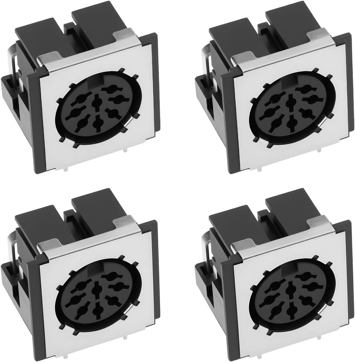 8-pins vrouwelijke connector DIN-socket - voor audio-signalen - industrieel gebruik - met afscherming - 4 stuks