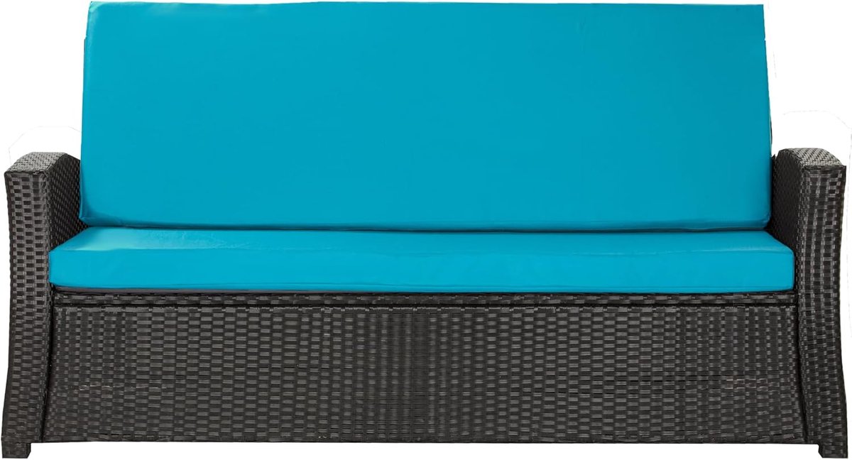 Zitkussen voor tuinbank polyrotan, comfortabel zitkussen voor tuinbanken, ideale tuinbank, kussen voor schommelbank, blauw, 180 x 50 x 50 cm