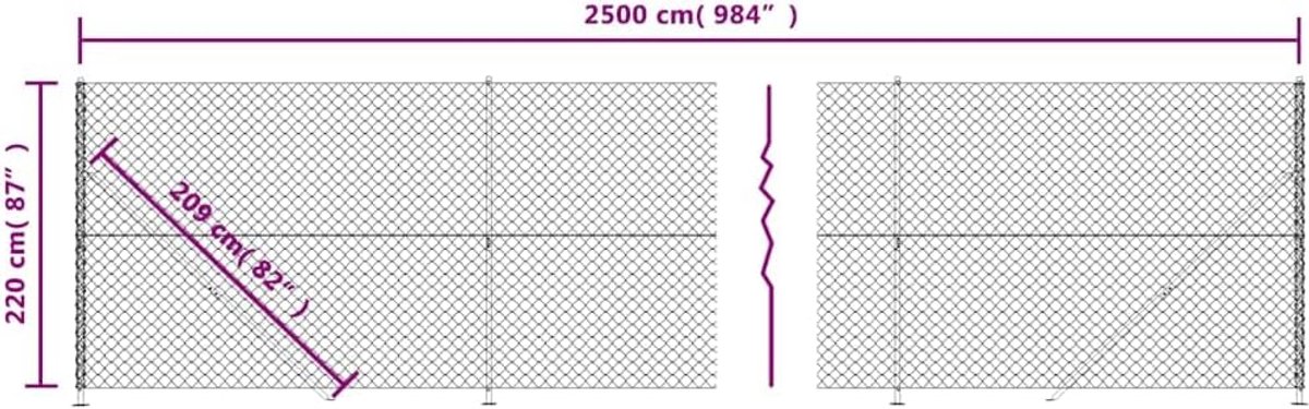 Draadomheining met bodemflens, 2,2 x 25 m, omheining van verzinkt staal met pvc-coating, duurzaam en corrosiebestendig, voor perceel en dierenren