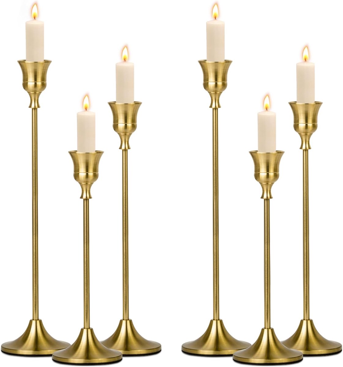 Goud, 6 Kandelaar 19,5/23,3/27,2 cm,Kandelaar Kerstmis Vintage Decoratie Voor Feest, Bruiloft