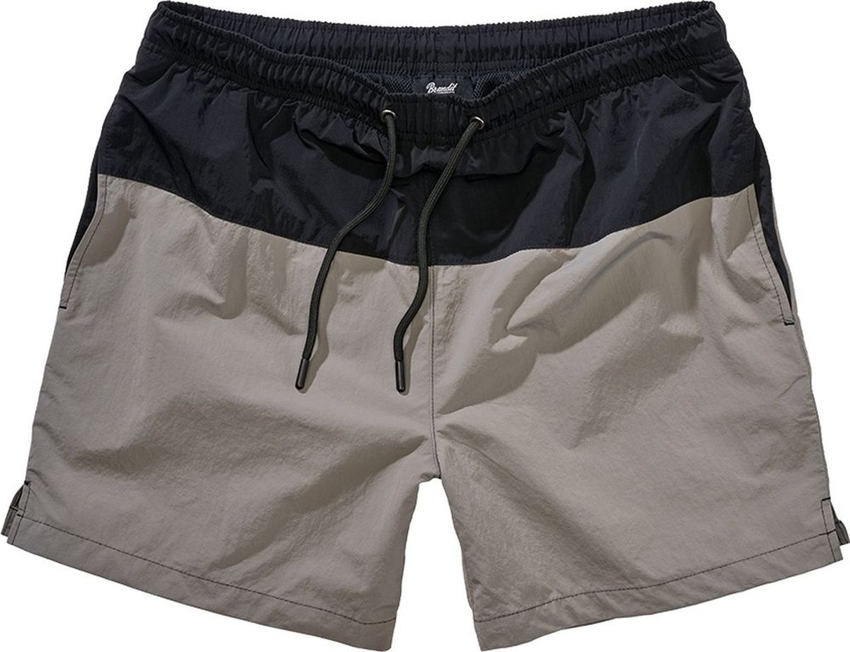 Brandit - Basic Zwemshorts - S - Zwart/Grijs