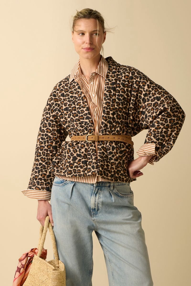 Sissy-Boy - Bruine padded jack met leopard print