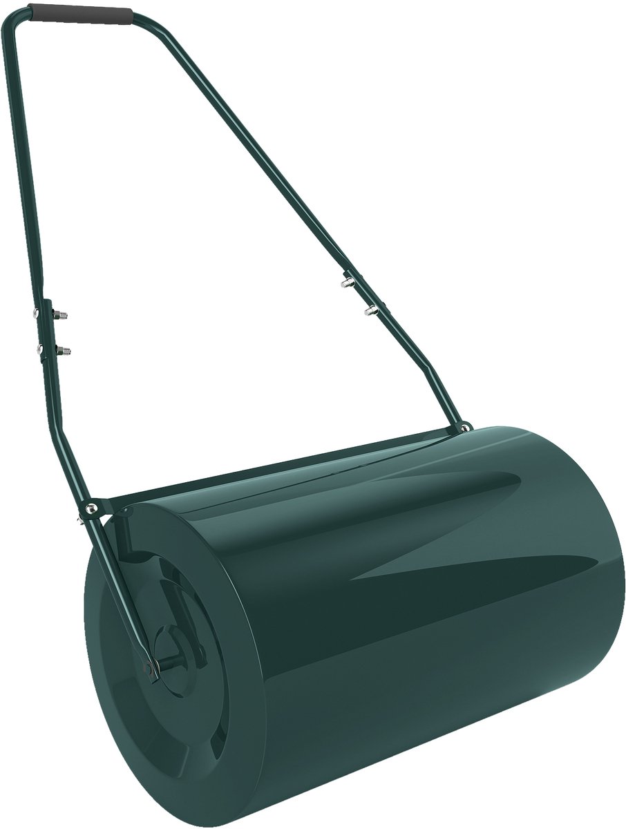 1 stuk - Gazonwals met 63 liter inhoud - Met schraper - Metaal - 123 x 58 x 40 cm - Donkergroen