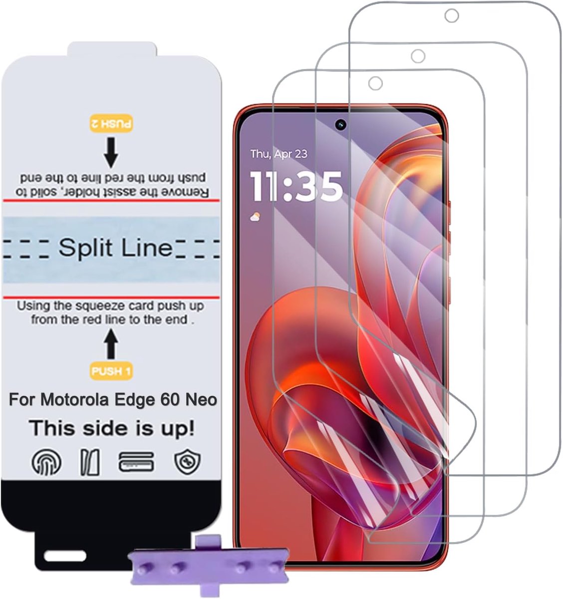 Schermprotector voor Motorola Moto S50/Edge 50(60) Neo, 3 stuks TPU flexibel schermbeschermer voor telefoon screenprotector, HD-transparant, bubbelvrij (geen gehard glas)