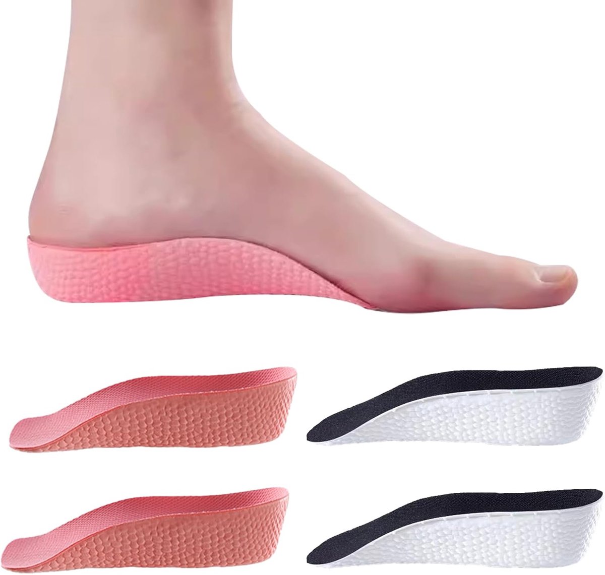 2 Paar Hoogte Verhogende Inlegzolen, Onzichtbare Hoogte Inlegzolen, 2,5 cm Dik, Elastische Eva Hakverhogers Schoeninlegzolen Anti-Slip Schoenzolen Mannen en Vrouwen Hoogte Verhogende