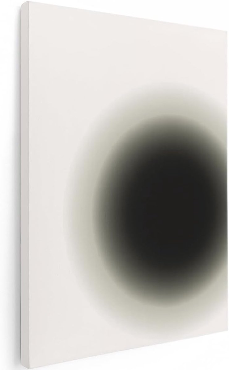 Canvas Schilderij Abstract - 90x120 cm - Groot - Wanddecoratie Modern - Muurdecoratie Japandi - Decoratie Woonkamer - Zwart