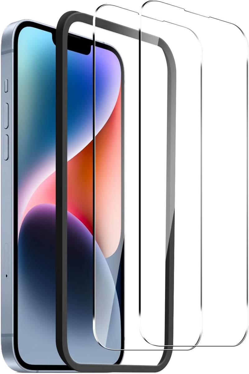 【2+1】Beschermfolie voor iPhone 14/13/13 Pro/16E met eenvoudig installatiegereedschap, displayfolie, pantserglas, gehard glas, 9H, HD, kristalhelder, zonder stof en luchtbellen, eenvoudige installatie.
