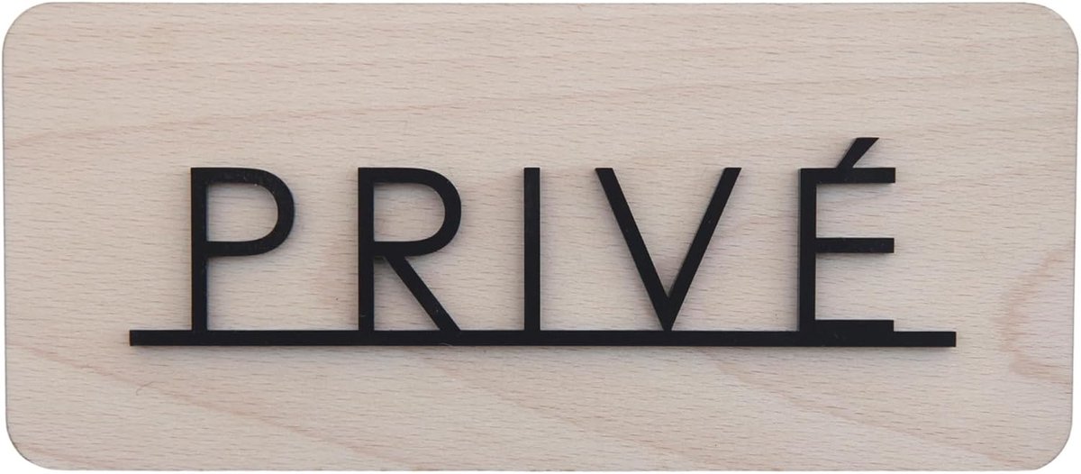 Privébord in het Frans van hout en metaal, mat zwart, privébord met sticker voor muur en deur