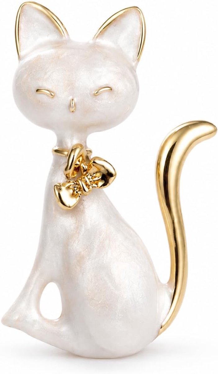 Emaille Goud Vergulde Strik Kat Broche Zinklegering Dieren Spelden voor Vrouwen Jassen Pakken Jurk