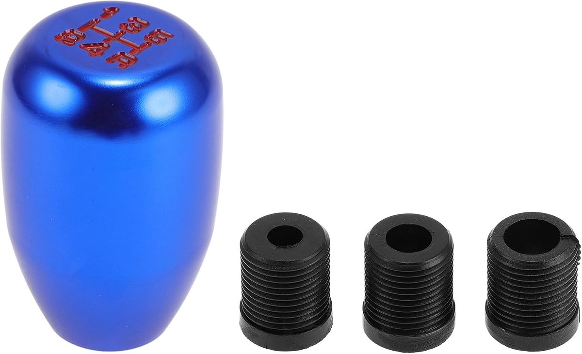 Shift Knob, 6cm Universeel Voor 5 Speed Handgeschakelde Voertuig Pookknop Met 3 Adapter Aluminiumlegering Blauw, 1 Set