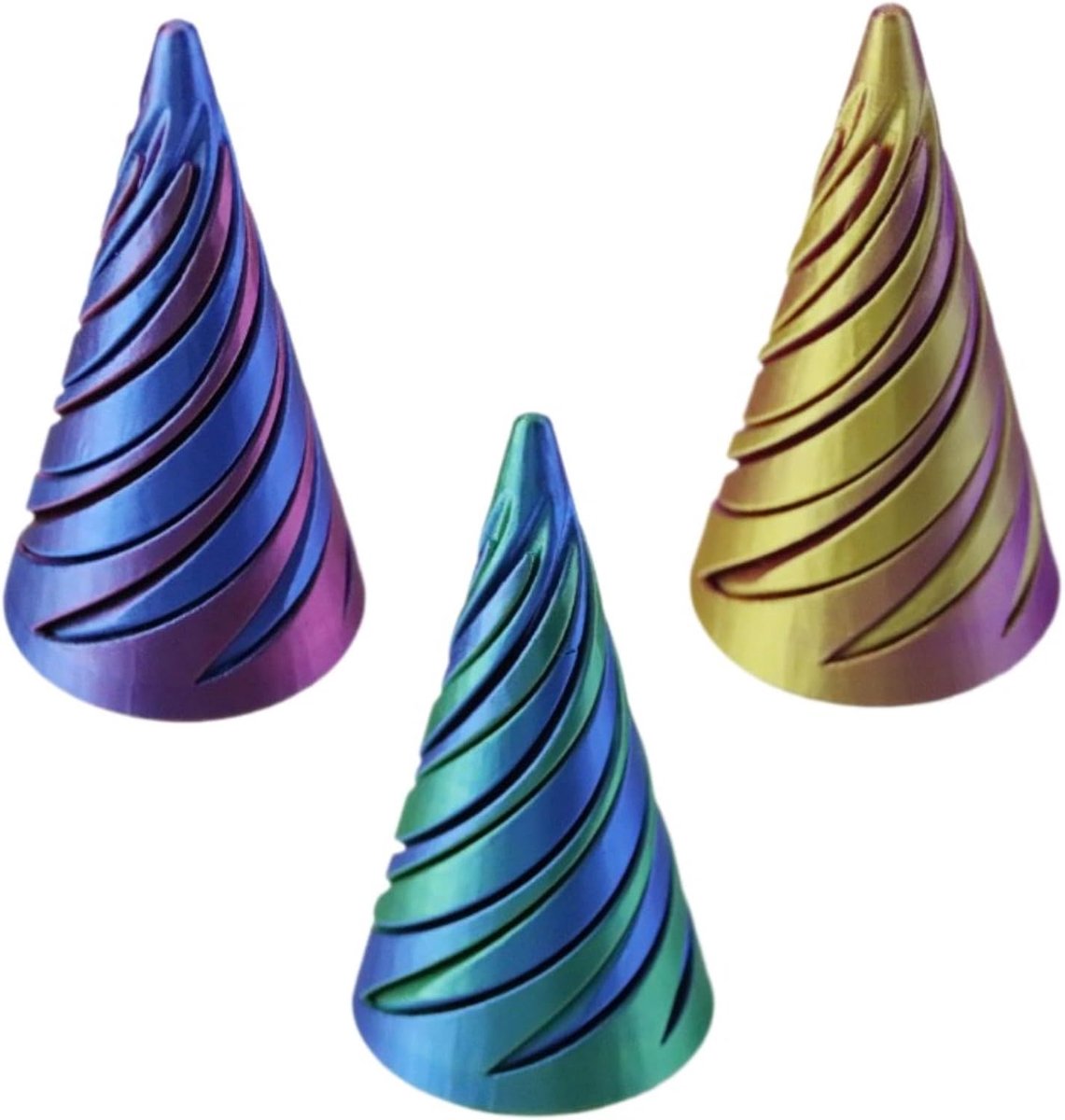 3 stuks spiraalkegels, speelgoed, fidget-piramides, spiraalpiramides, 3D-bedrukt, decompressie, desktop, mini-sculpturen, decoraties en geschenken
