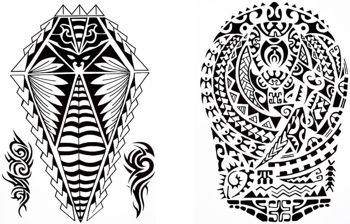 522 Temporary Tribal Tattoos Maori Design Tattoos, tribal zelfklevende tatoeages, set van 2 vellen