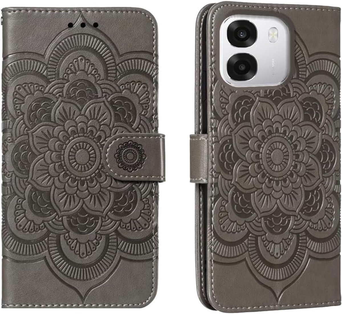 Hoesje voor Oppo A6/A6x/A6k 4G/5G, Klaphoesje, Grijs