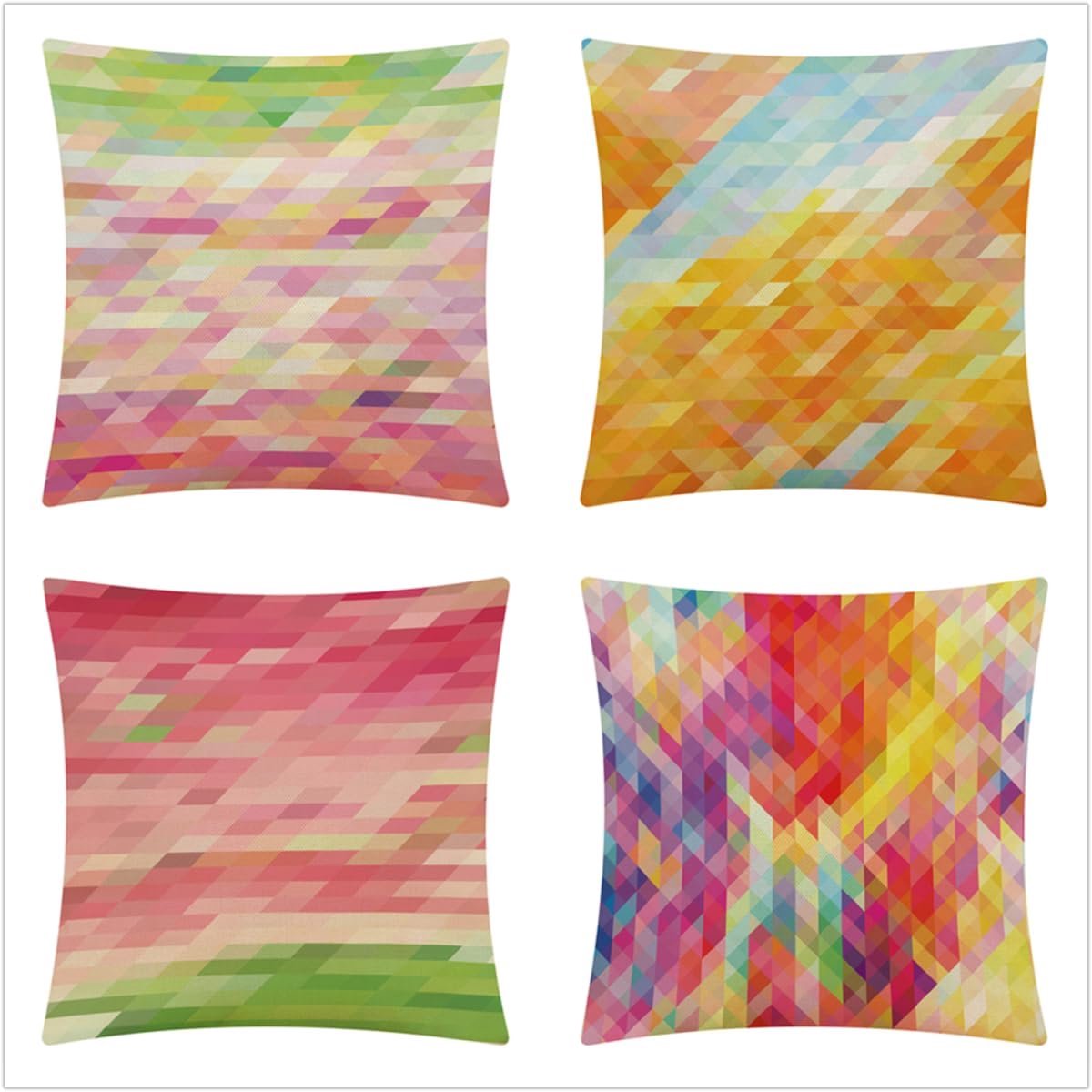 80 x 80 cm, roze-gele tuinkussens 82x32 inch, fluwelen zachte kussenhoes voor buiten met onzichtbare rits voor sofa stoel woonkamer, pak van 4