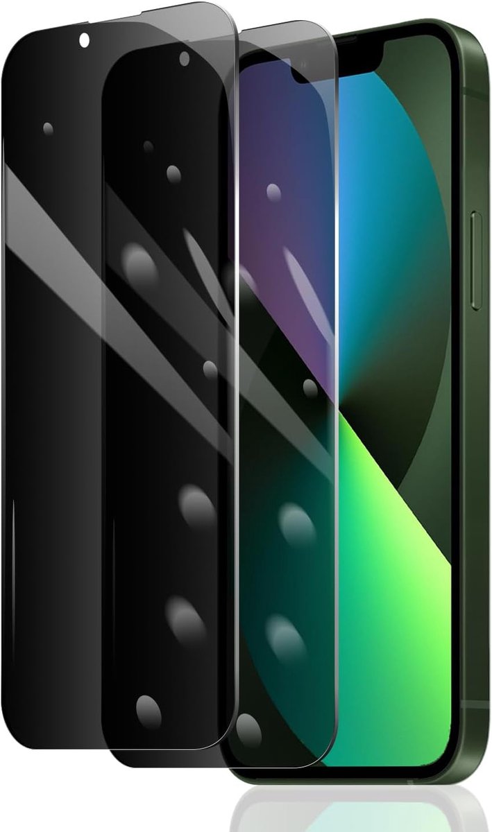 2 stuks privacybeschermingsfolie voor iPhone 13 Mini, anti-spy pantserbescherming, anti-spionage pantserfolie, displaybeschermingsfolie van gehard glas, privacy-veiligheidsglas, anti-krassen, 9H