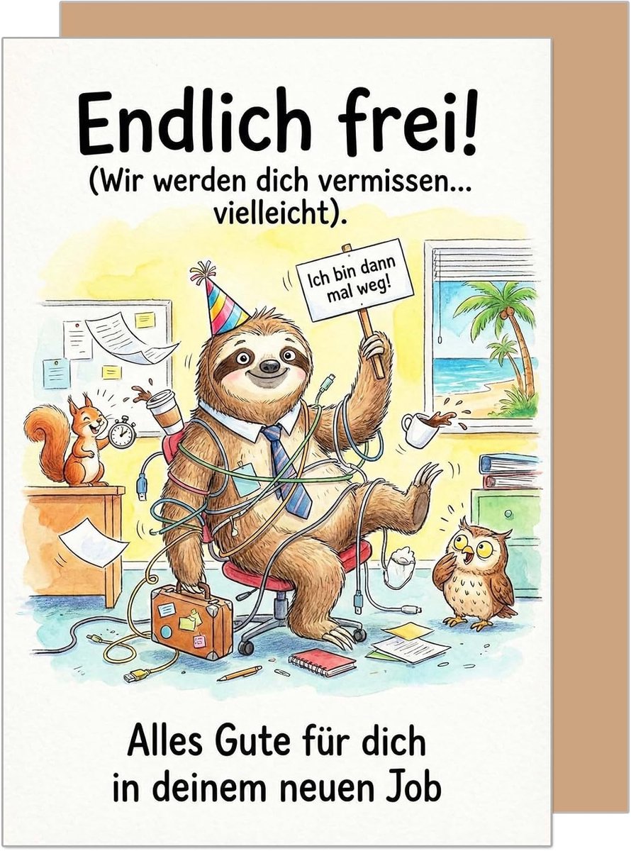 Seidel Premium wenskaart om afscheid te nemen met envelop. Afscheidingskaart kaart wenskaart spreuk spreuken baan wisselen afscheid werk nieuwe wegen humor collega man vrouw (AS200 SW026)