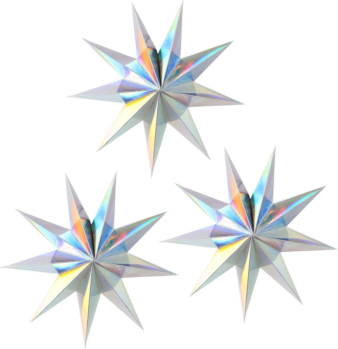 3 stuks 9 puntige papieren sterlantaarns 30 cm 10D papier opknoping kerstdecoraties bruiloft verjaardag babyshower kamer kerst ornamenten feestbenodigdheden (heldere kleur)