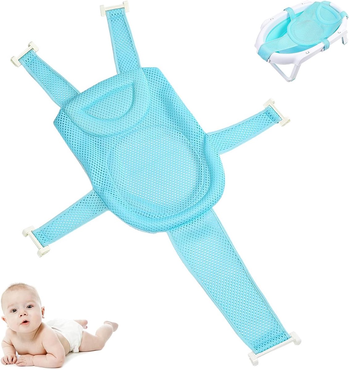 Babybadkussen, badmat voor pasgeborenen, universeel badkussen, ademend en antislip, verstelbaar, geschikt voor de meeste badkuipen