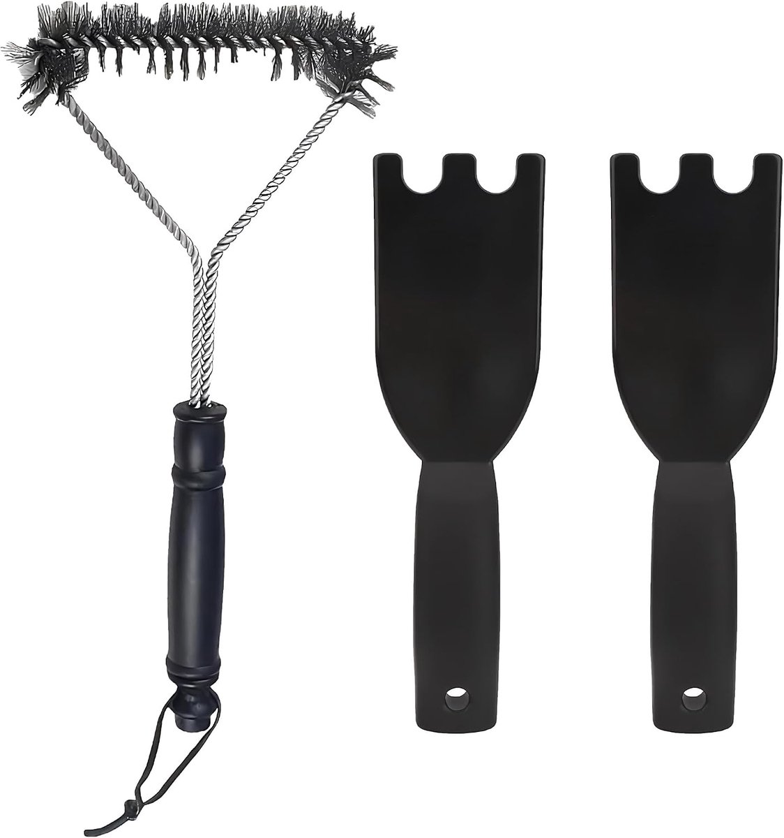 Borstelset met 1 grillreinigingsborstel, 2 grillschoppen, universele grillschrapers voor de meeste andere indoor-nylon barbecues, anti-aanbaklaag, gemakkelijk te reinigen