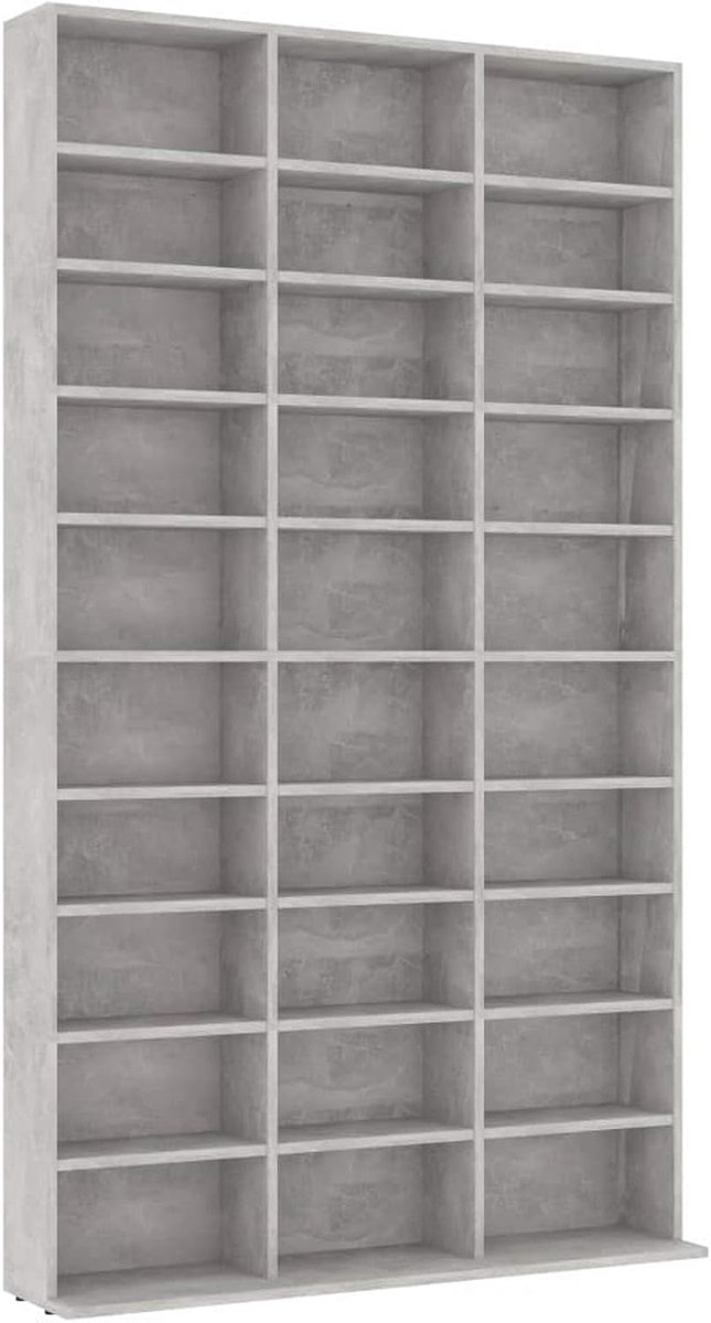 Boekenkast, boekenkast, wandrek met 30 open vakken, organizer, opslag, woonkamer, huis, spaanplaat, grijs beton 102 x 23 x 177,5 cm
