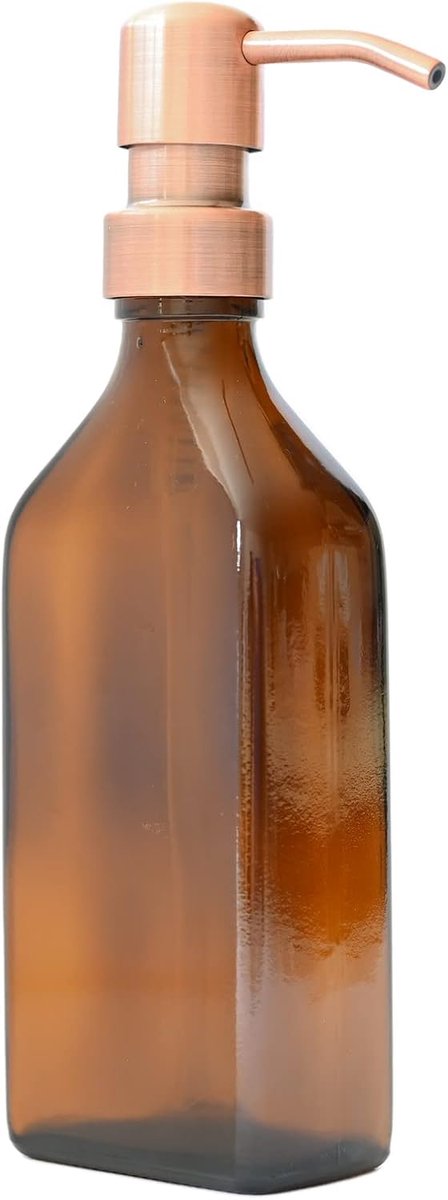 Zeepdispenser voor Handzeep, Shampoo en Douchegel Rechthoekig 250 ml met RVS pompkop Koper