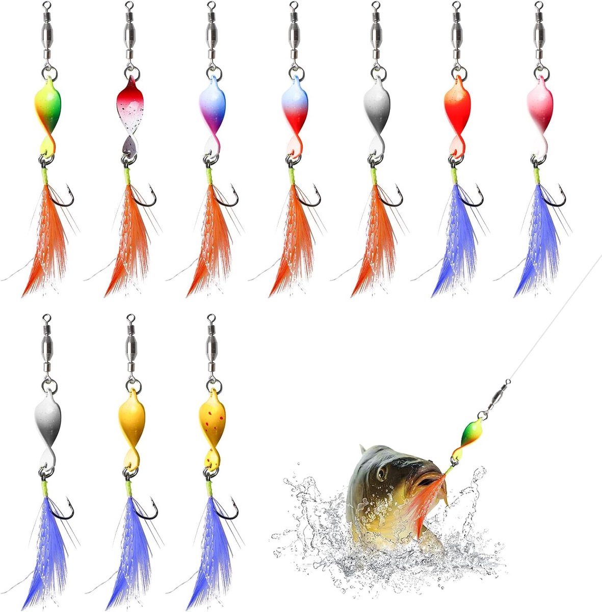 Forel Twister Spoons, 10 Stuks Forel Blinker Spinner Spoons Forel Vissen Set Forel Blinker Aas Forel Vissen Forel Spoon Forel Aas Forel Spoon Forel Aas met Veerhaak
