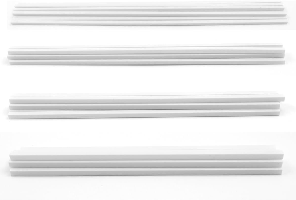 40 stuks 4 maten ABS kunststof vierkante buis voor doe-het-zelf zandtafel architectonische modelbouw (3/4/5/6 mm, wit)