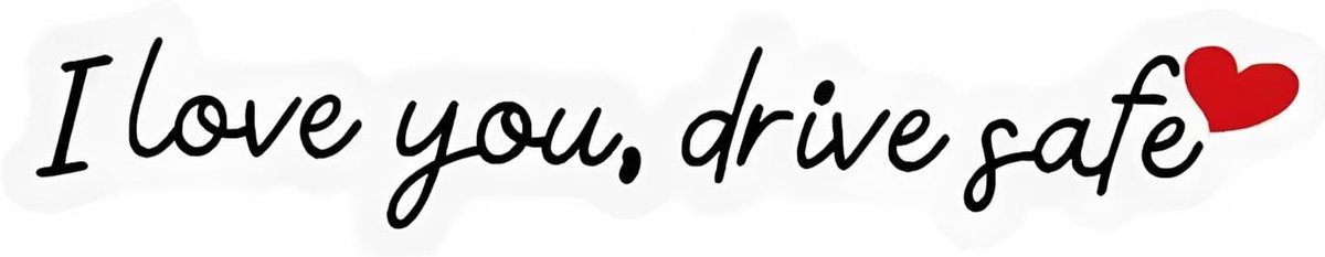 "I Love You, Drive Safe" met hart, waterdicht, reflecterend, voor auto en motorfiets, zwart, 15 cm
