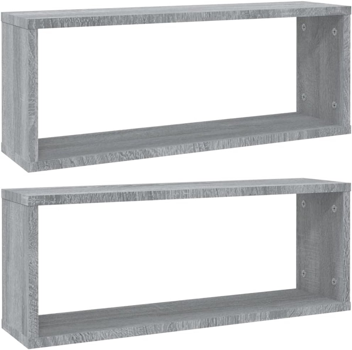 Wandplanken, 2 stuks, hout, Sonoma-grijs